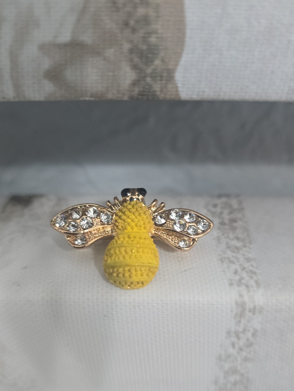 Yellow Bee Crystal Accent Brooch - Unbranded